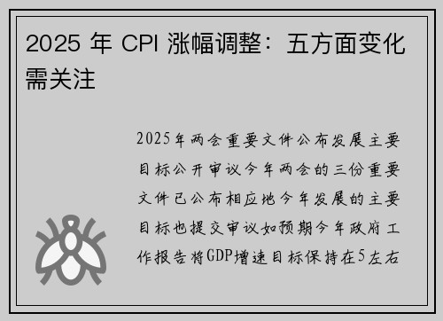 2025 年 CPI 涨幅调整：五方面变化需关注
